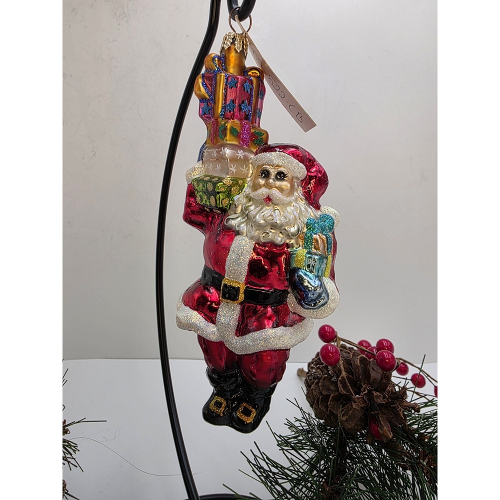 Christopher Radko Did Someone Say Gifts Gem 6" Santa Glass Christmas Ornament